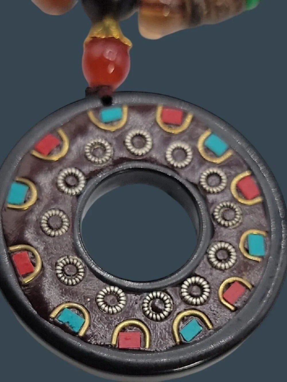 Unisex Nepal Buddhist Mala Wood Bead Pendant Necklace 30